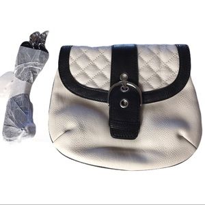 GRACE ADELE clutch off white black buckle nwot